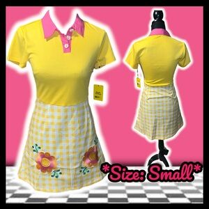 NWT: Unique Vintage X Smiley - Yellow Gingham & Smiley Daisy Mini (SIZE S)